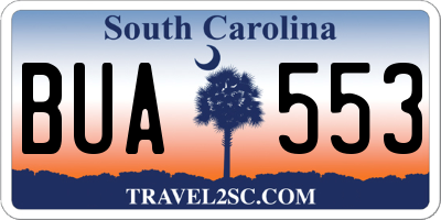 SC license plate BUA553