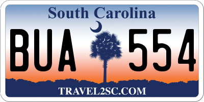 SC license plate BUA554