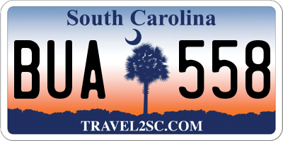 SC license plate BUA558