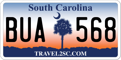 SC license plate BUA568