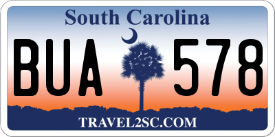 SC license plate BUA578