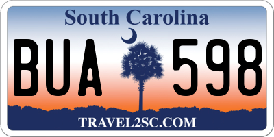 SC license plate BUA598