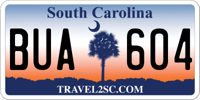 SC license plate BUA604
