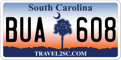 SC license plate BUA608