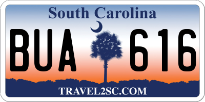 SC license plate BUA616
