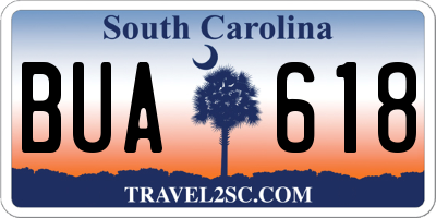 SC license plate BUA618