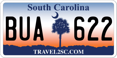 SC license plate BUA622