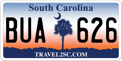 SC license plate BUA626