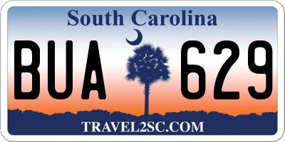SC license plate BUA629