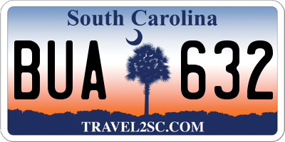 SC license plate BUA632