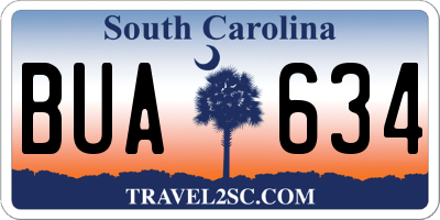 SC license plate BUA634