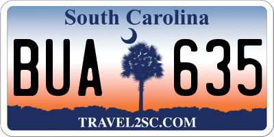 SC license plate BUA635