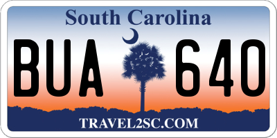 SC license plate BUA640