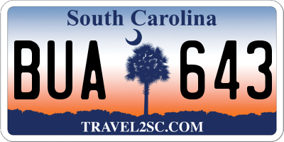 SC license plate BUA643