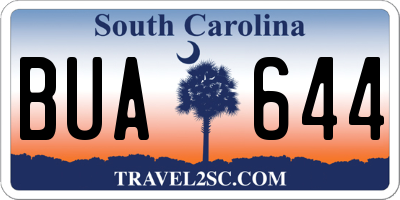 SC license plate BUA644