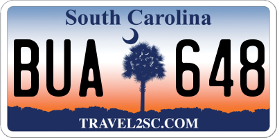 SC license plate BUA648