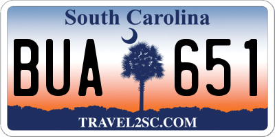 SC license plate BUA651