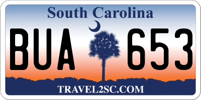 SC license plate BUA653