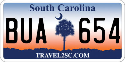 SC license plate BUA654