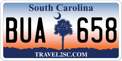 SC license plate BUA658