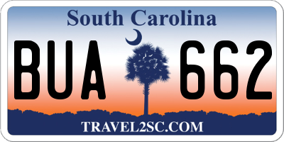 SC license plate BUA662