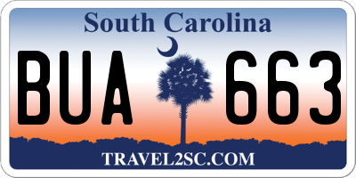 SC license plate BUA663