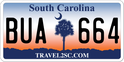 SC license plate BUA664