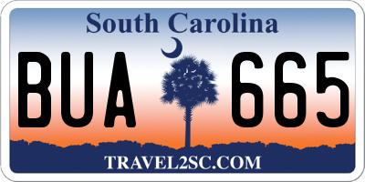 SC license plate BUA665