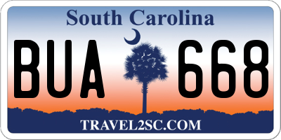 SC license plate BUA668