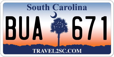 SC license plate BUA671