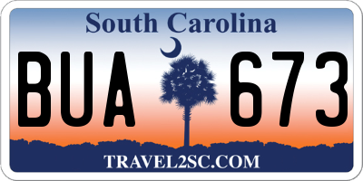 SC license plate BUA673
