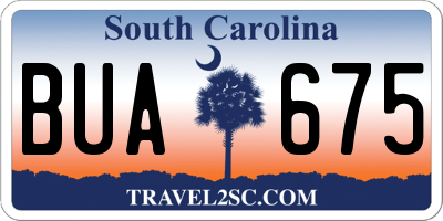 SC license plate BUA675