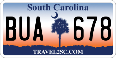 SC license plate BUA678