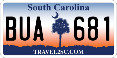 SC license plate BUA681