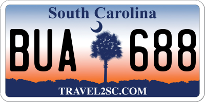 SC license plate BUA688