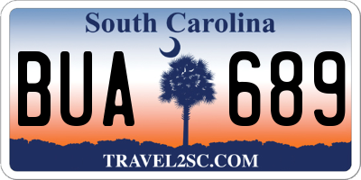 SC license plate BUA689