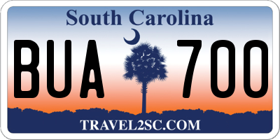 SC license plate BUA700