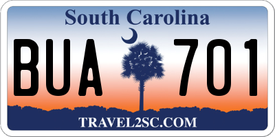 SC license plate BUA701