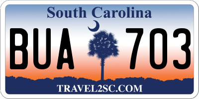 SC license plate BUA703