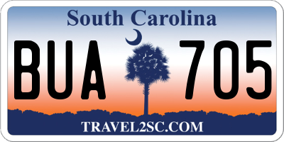 SC license plate BUA705