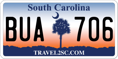 SC license plate BUA706