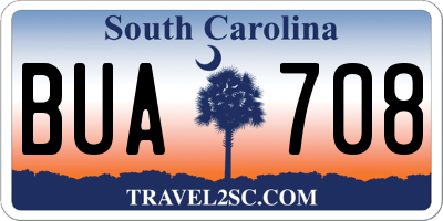 SC license plate BUA708