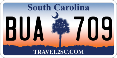 SC license plate BUA709