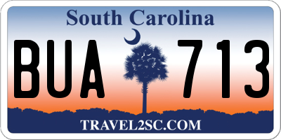 SC license plate BUA713