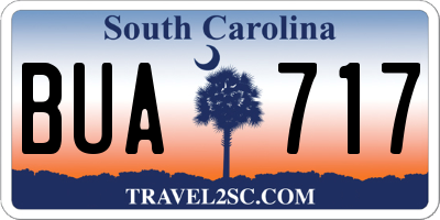 SC license plate BUA717