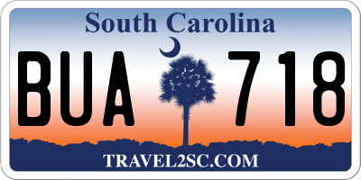 SC license plate BUA718