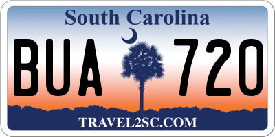 SC license plate BUA720