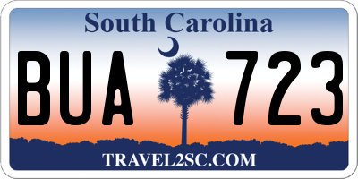 SC license plate BUA723