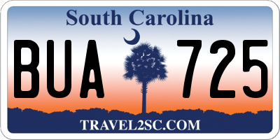 SC license plate BUA725