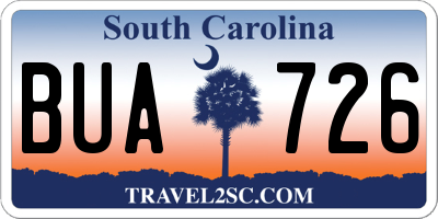 SC license plate BUA726